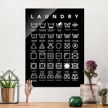 Quadro in vetro - Laundry Symbols bianco e nero