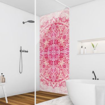 Rivestimento per doccia - Ornamento mandala in acquerello pink