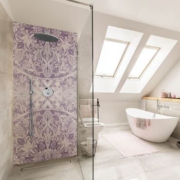 Rivestimento per doccia - Ornamento mandala in acquerello violetto