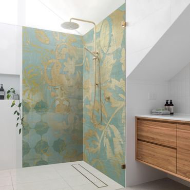 Rivestimento per doccia - Collage marocchino in oro e turchese II