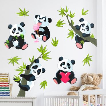 Adesivo murale - Panda Bear Set Heart