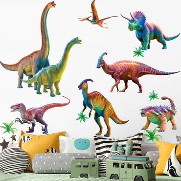 Adesivo murale - Set di dinosauro arcobaleno