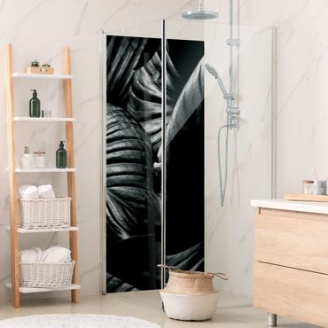 Rivestimento per doccia - Botanica Hosta in bianco e nero