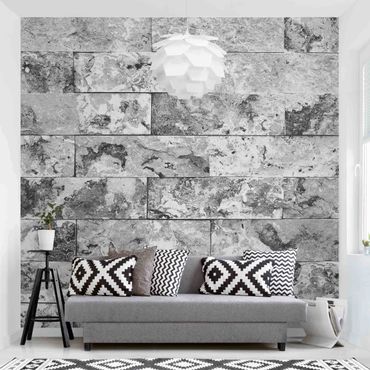 Carta da parati - Stone wall natural marble gray