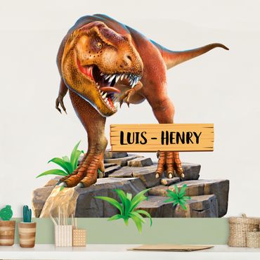 Adesivo murale - T-Rex con testo desiderato