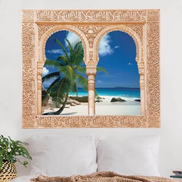 Adesivo murale - Spiaggia da sogno finestra decorata