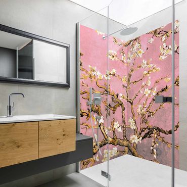 Rivestimento per doccia - Vincent van Gogh - Ramo di mandorlo fiorito in rosa antico