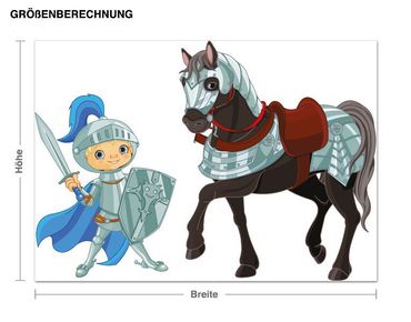 Adesivo murale - Cavaliere con il suo cavallo