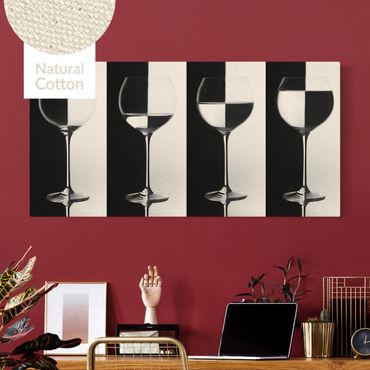 Stampa su tela - Bicchieri di vino in bianco e nero - Orizzontale 2:1
