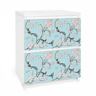 Carta adesiva per mobili IKEA - Malm Cassettiera 2xCassetti - Bright Blue floral pattern