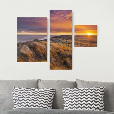Stampa su tela 3 parti - Sunrise on the beach on Sylt - Collage 1