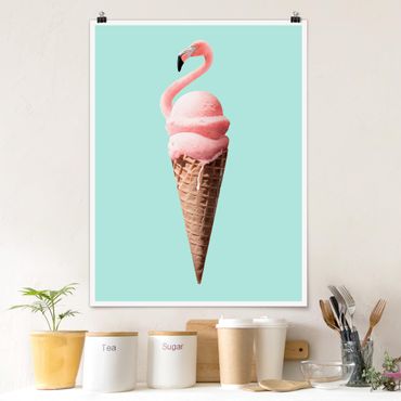 Poster - Ghiaccio Con Flamingo - Verticale 4:3