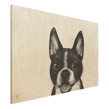 Stampa su legno - Illustrazione Dog Boston Monochrome Pittura - Orizzontale 2:3