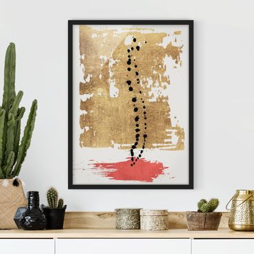 Poster con cornice - Forme astratte - oro e rosa