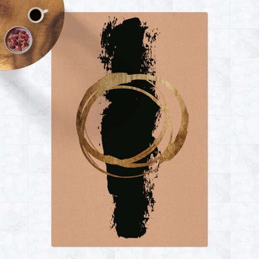Tappetino di sughero - Forme astratte - oro e nero - Formato verticale 2:3