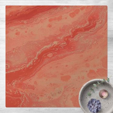 Tappetino di sughero - Marmorizzatura astratta rosa salmone - Quadrato 1:1