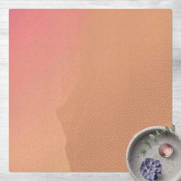 Tappetino di sughero - Paesaggio puntinato astratto rosso tramonto - Quadrato 1:1