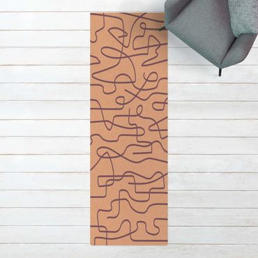 Tappetino di sughero - Fiume di linee astratto lilla - Formato verticale 1:2