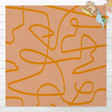 Tappetino di sughero - Fiume di linee astratto giallo sole - Quadrato 1:1