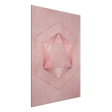 Stampa su alluminio spazzolato - Geometria In rosa e oro io - Verticale 4:3