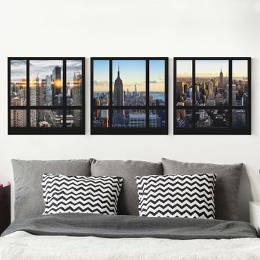 Stampa su tela 3 parti - Window Views Of New York - Quadrato 1:1