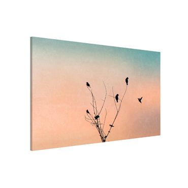 Lavagna magnetica - Uccelli davanti al sole rosa II