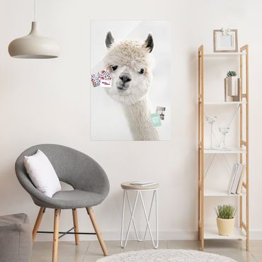 Quadro in vetro - Ritratto di alpaca