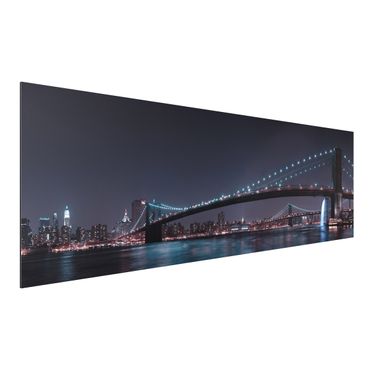 Quadro in alluminio - Skyline di Manhattan e Brooklyn Bridge