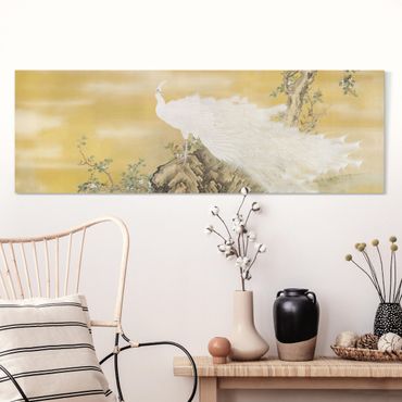 Stampa su tela - Grazia e splendore del pavone bianco - Panorama 3:1