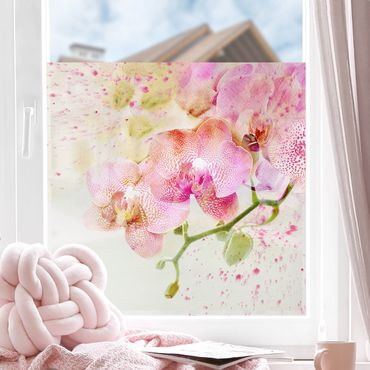 Decorazione per finestre - Orchidee in acquerello