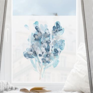 Decorazione per finestre - Ombreggio di bouquet in acquerello blu