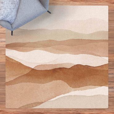 Tappetino di sughero - Paesaggio in acquerello montagne di sabbia - Quadrato 1:1
