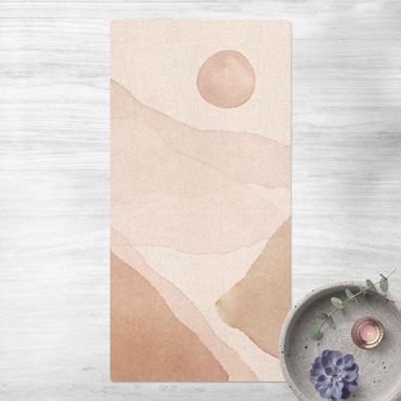 Tappetino di sughero - Paesaggio in acquerello montagne soleggiate - Formato verticale 1:2