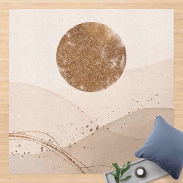 Tappetino di sughero - Paesaggio in acquerello tempesta solare - Quadrato 1:1