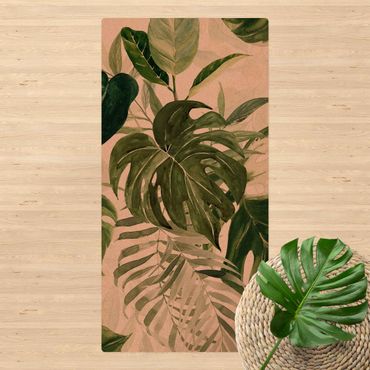 Tappetino di sughero - Arrangement tropicale con monstera in acquerello - Formato verticale 1:2
