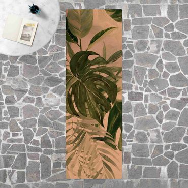 Tappetino di sughero - Arrangement tropicale con monstera in acquerello - Formato verticale 1:2