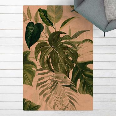 Tappetino di sughero - Arrangement tropicale con monstera in acquerello - Formato verticale 2:3