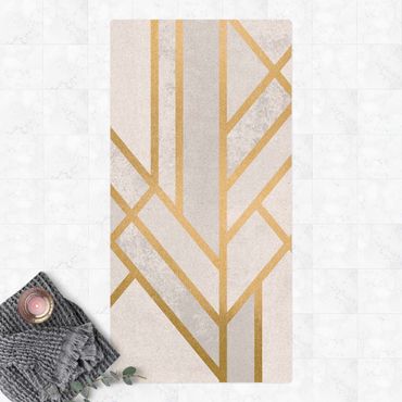 Tappetino di sughero - Geometria Art déco in bianco e oro - Formato verticale 1:2