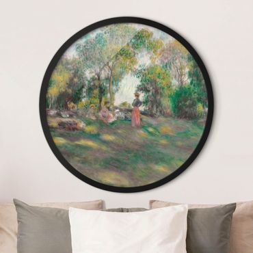 Quadro rotondo incorniciato - Auguste Renoir - Paesaggio con figure