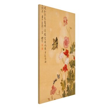 Lavagna magnetica - Yuanyu Ma - Papaveri e farfalle - Formato verticale 4:3