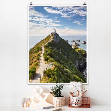 Poster - Nugget Point Lighthouse e Sea Zelanda - Verticale 4:3