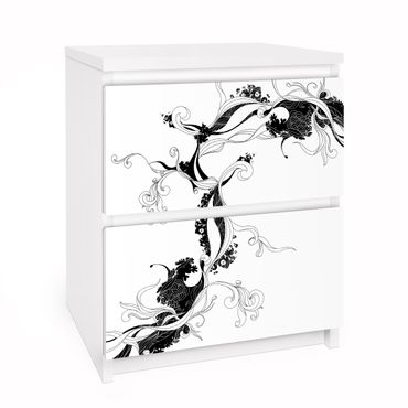 Carta adesiva per mobili IKEA - Malm Cassettiera 2xCassetti - Tendril with ink