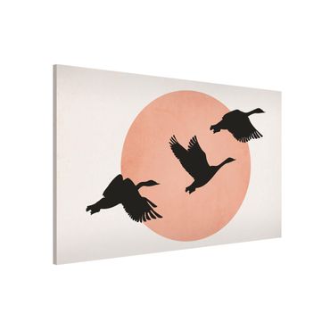 Lavagna magnetica - Uccelli davanti al sole rosa III