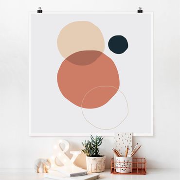 Poster - Line Art Circles Pastello - Quadrato 1:1