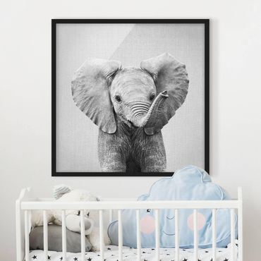 Poster con cornice - Elefantina Elsa in bianco e nero