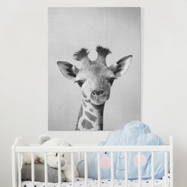 Stampa su tela - Piccola giraffa Gandalf in bianco e nero - Formato verticale 3:4