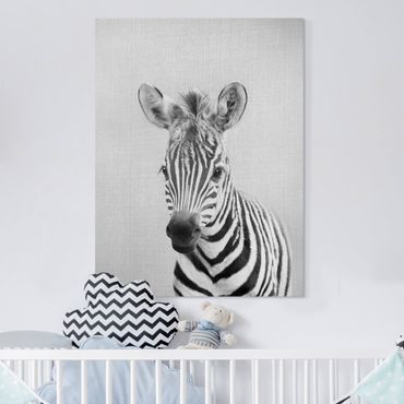 Stampa su tela - Piccola zebra Zoey in bianco e nero - Formato verticale 3:4