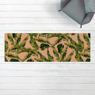 Tappetino di sughero - Trama di foglie di banane in acquerello - Formato orizzontale 3:1