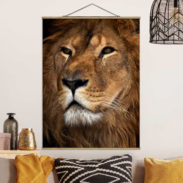 Foto su tessuto da parete con bastone - Lions sguardo - Verticale 4:3