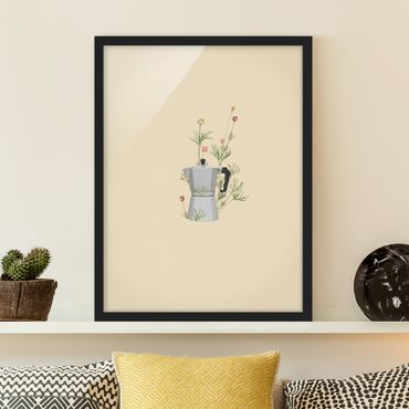 Poster con cornice - Bialetti con fiori
